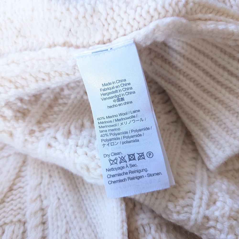 J.Crew | Rugged | Merino Wool-Blend Cream Cable-Knit Sweater Vest